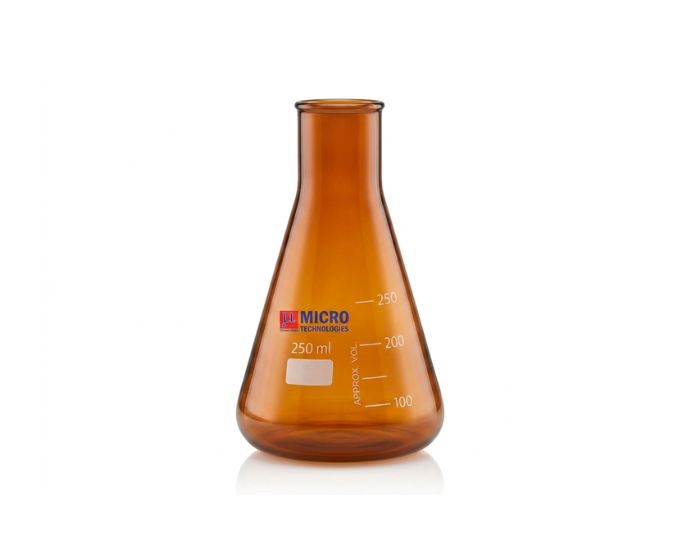 Amber Erlenmeyer Conical Flask Narrow Mouth for Light-Sensitive Laboratory Applications