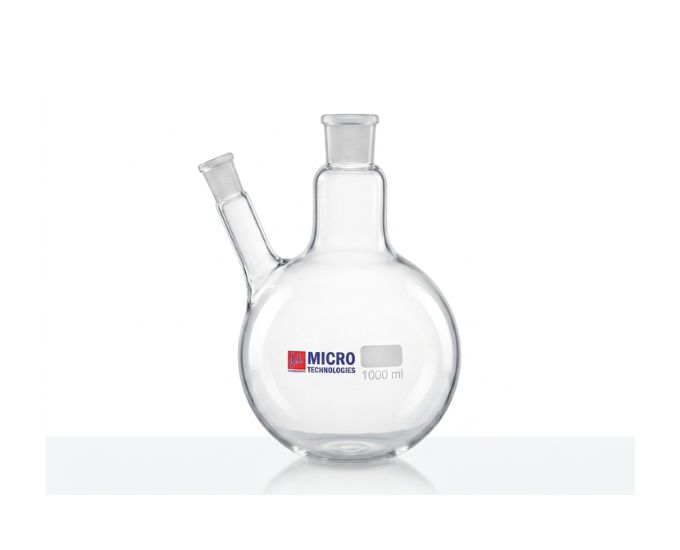 Two Neck Round Bottom Flask with Interchangeable Joints for Distillation and Chemical Reactions