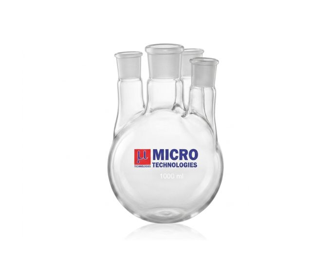 Four Neck Round Bottom Flask with Parallel Joints for Advanced Laboratory Reaction Systems